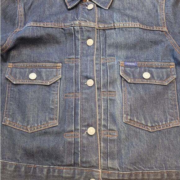 VTG Guess Denim Jacket Women’s L Blue Jean Trucker USA Y2K Streetwear AST874 EUC - Picture 4 of 8